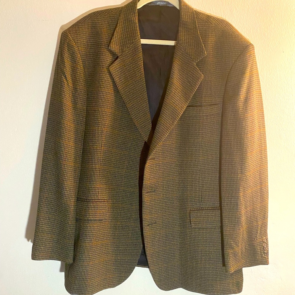 Men’s brown patterned sport coat 48 R